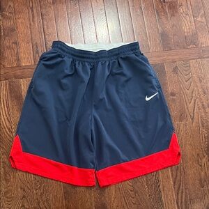 Nike Navy Athletic Basketball Shorts with Red Accent
